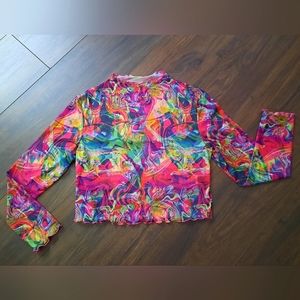 Geometric Abstract Long Sleeve Crop Top